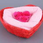 фото Комплект сердечки красные, полотенце мхб 100 проц. 50х90 см,розовое, мыльные лепестки