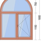 фото Окно из дерева арочного типа из лиственницы