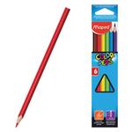 фото Карандаши цветные MAPED (Франция) "Color Pep's", 6 цветов, трехгранные, картонная упаковка с европодвесом