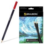 фото Карандаши цветные BRAUBERG (БРАУБЕРГ) "Artist line", 18 цветов, черный корпус, заточенные, высшее качество