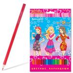 фото Карандаши цветные BRAUBERG (БРАУБЕРГ) "Pretty Girls", 18 цветов, заточенные, картонная упаковка
