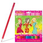 фото Карандаши цветные BRAUBERG (БРАУБЕРГ) "Pretty Girls", 24 цвета, заточенные, картонная упаковка