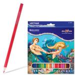 фото Карандаши цветные BRAUBERG (БРАУБЕРГ) "Морские легенды", 24 цв., заточенные, картонная упаковка с блестками