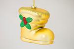 Фото №5 Новогодняя игрушка Сапог объемный матовый, диаметр 200 мм (золотой)