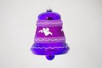 Фото №2 Новогодняя игрушка Колокольчик объемный с рисунком, диаметр 150 мм (фиолетовый)