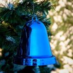 Фото №3 Новогодняя игрушка Колокольчик глянцевый, диаметр 250 мм (синий)