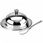 фото Масленка с ножом, 14x7 см, круглая, корона Regent Silverware C3001CR