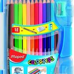 фото Карандаш цветной COLOR'PEPS, плактиковый пенал,12 цветов + точилка + ластик + черный грифельный карандаш
