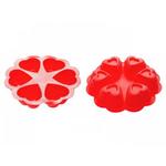 фото Форма для выпечки, силиконовая, круглая на 6 сердец, 25 х 4.5 см, красная, PERFECTO LINEA (20-018815)