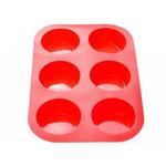 фото Форма для выпечки, силиконовая, прямоугольная на 6 кексов, 26 х 17.5 х 3 см, красная, PERFECTO LINEA (20-000415)