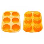 фото Форма для выпечки, силиконовая, прямоугольная на 6 кексов, 27.5 х 18 х 3 см, оранж., PERFECTO LINEA (20-000614)