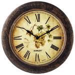 фото Часы настенные SCARLETT SC-WC1002K круглые, с рисунком, коричневая рамка, плавный ход, 28,5х28,5х4 см