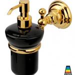 фото Дозатор жидкого мыла настенный с держателем NICOLAZZI 1489GOB (цвет золото с черным) | интернет-магазин сантехники Santehmag.ru