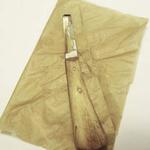 фото Нож копытный обоюдоострый с деревянной ручкой 1942 года