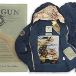 фото Синяя толстовка ''Vintage Aviation Fur Top Gun Zip-Up Military Patches'' #TGD1007N