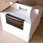 фото Коробка для торта 1 кг с окном и ручками
