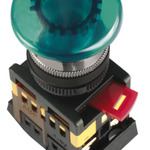 фото Кнопочный выключатель в сборе IEK 1 управляющий элемент зеленый с подсветкой,