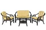 фото Комплект "Маркос" диван + 2 кресла + овальный стол (Тёмно-коричневый )