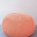 фото Вязаный пуф Peach персиковый Мягкое кресло (внешний чехол+внутренний чехол с гранулами)