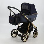 фото Коляска 3 в 1 BeBe-mobile Gusto Special Edition эко-кожа синяя/темно-синий с золотой рамой