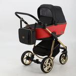 фото Коляска 3 в 1 BeBe-mobile Gusto Special Edition эко-кожа красная/черный с золотой рамой