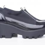 фото Кожаные черные туфли со стрейчем на платформе 3216-10