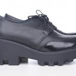 фото Кожаные черные туфли на платформе 3216-09