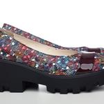 фото Цветные туфли с открытым носиком на платформе 3216-07