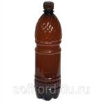 фото Бутылка пластиковая ПЭТ- 1,0 л темная горло д-28мм (77 штук) с крышкой