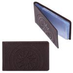 фото Визитница карманная FABULA "Talisman" на 40 визиток, натуральная кожа, геометрическое тиснение, шоколадная