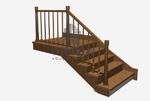 фото Цена отделки п-образной металлической лестницы с блоком забежных ступеней из дуба с деревянным ограждением