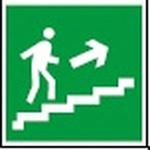 фото Знак безопасности NPU-2424.E15 Напр. к эвакуац. выходу по лестн. вверх (прав.) | код. a11052 | белый Свет