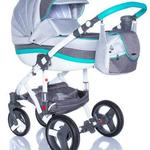 фото Коляска 2в1 BeBe-Mobile Movo R9 кожа мятная + серый/темно-серый + белый