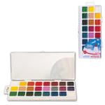 фото Краски акварельные ГАММА "Чудо-краски", 24 цвета (24 кюветы: 22цв.+2бел.), медовые, пластиковая коробка с европодвесом, без кисти