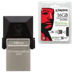 фото Флэш-диск 16 GB, KINGSTON DT MicroDuo OTG, USB 3.0, черный