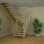 Фото №2 Лестница с поворотом на 180 градусов с хромированным ограждением