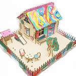 фото Деревянный конструктор Кукольный домик "Фантазия" с мебелью + краски в комплекте!
