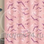 фото Шторы для ванной 180*180 полиэтилен "Дельфины" (розовый) А43333