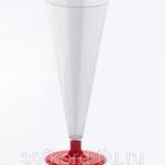 фото Бокал для шампанского 150 мл прозрачный кристалл на съемной красной ножке ПС (6 штук / упаковка