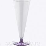 фото Бокал для шампанского 150 мл прозрачный кристалл на съемной сиреневой ножке ПС (6 штук / упаковка