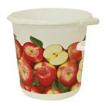 фото Ведро 10 л, IDEA "Яблоки", без крышки, пластиковое, пищевое, цвет белый, с рисунком