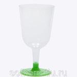 фото Бокал для вина 200 мл прозрачный кристалл на съемной зеленой ножке ПС (6 штук / упаковка