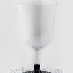 фото Бокал для вина 200 мл прозрачный кристалл на съемной черной ножке ПС (6 штук / упаковка