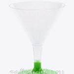 фото Бокал для мартини 100 мл прозрачный кристалл на съемной зеленой ножке ПС (6 штук / упаковка