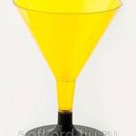 фото Бокал для мартини 100 мл желтый кристалл на съемной черной ножке ПС (6 штук / упаковка