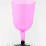 фото Бокал для вина 200 мл розовый кристалл на съемной черной ножке ПС (6 штук / упаковка