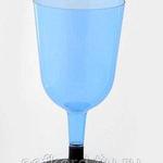 фото Бокал для вина 200 мл синий кристалл на съемной черной ножке ПС (6 штук / упаковка