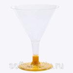 фото Бокал для мартини 100 мл прозрачный кристалл на съемной желтой ножке ПС (6 штук / упаковка