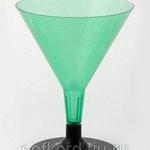 фото Бокал для мартини 100 мл зеленый кристалл на съемной черной ножке ПС (6 штук / упаковка