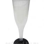 фото Фужер для шампанского 160 мл прозрачный кристалл со сьемной черной ножкой ПС (6 штук / упаковка